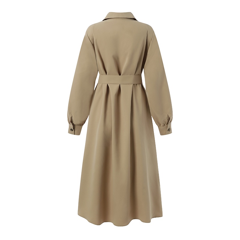 Đầm Zanzea tay dài cài nút có thắt lưng màu trơn phong cách cổ điển thanh lịch