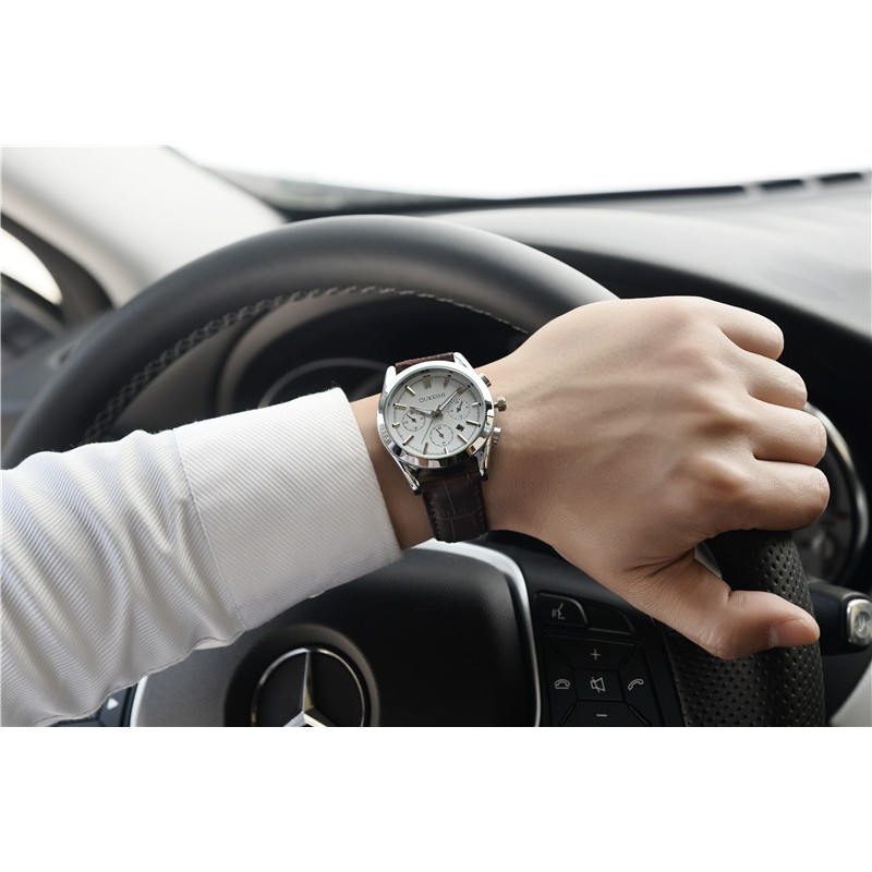 (New Arrival) Đồng Hồ Nam OUKESHI Doanh Nhân Có Lịch Ngày Dây Da Cao Cấp_Tặng Hộp Và Pin | BigBuy360 - bigbuy360.vn