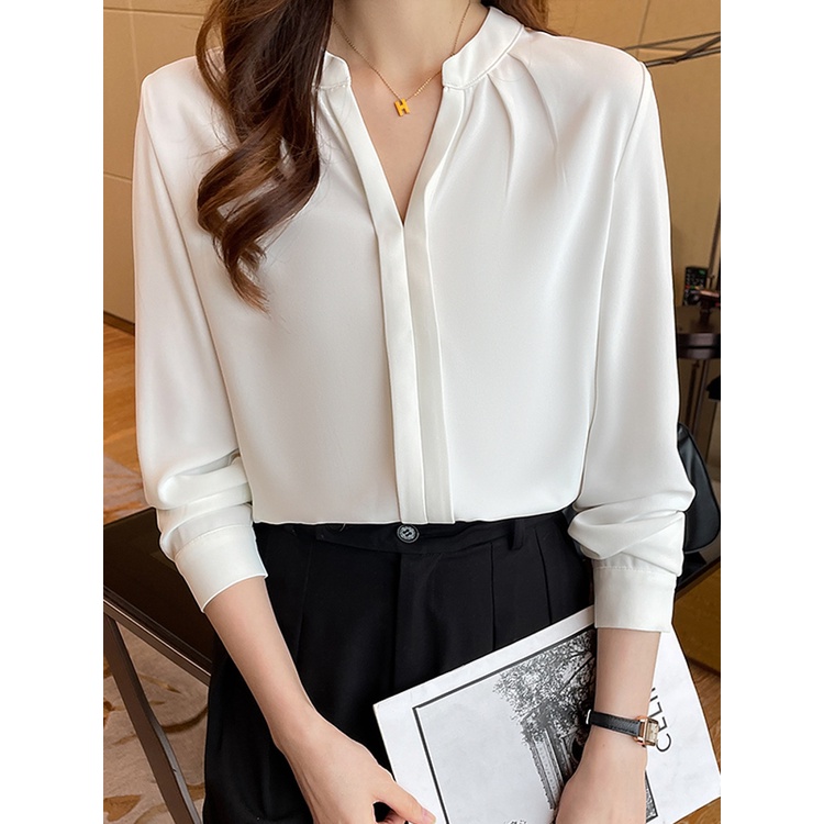Áo sơ mi nữ cổ tàu vải mịn đẹp, Sơ mi nữ công sở S08