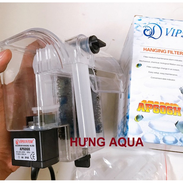 Lọc thác bể cá mini, lọc treo hồ cá bao gồm lọc váng VIPSUN/SOBO 303H 5W, 606H 8W (hàng chuẩn)