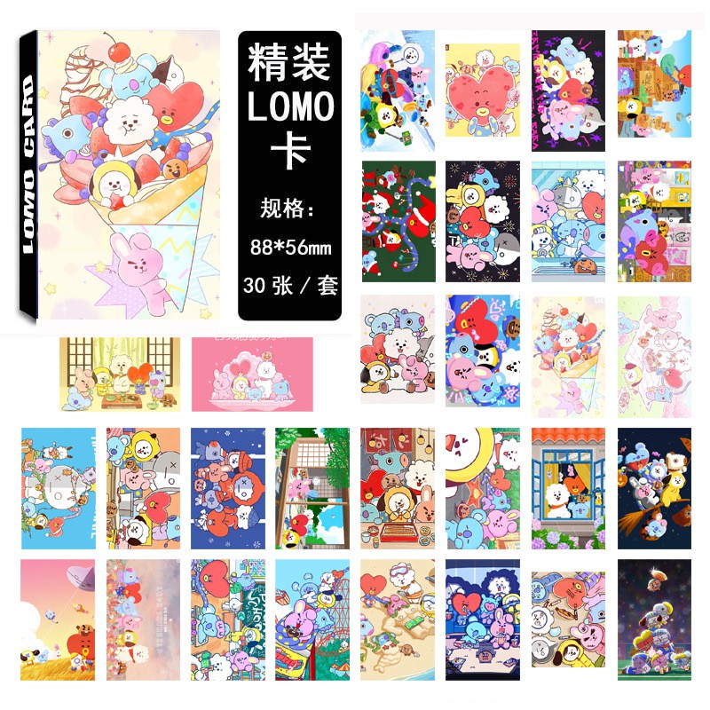 2 Mẫu hộp Lomocard Lomo BTS BT21 Tata Cooky Chimmy