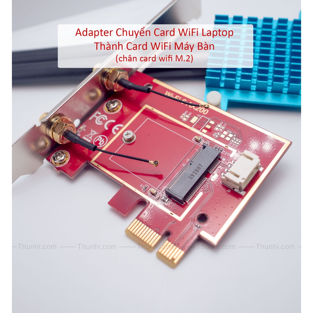 Adapter Chuyển Card WiFi Laptop Thành Card WiFi Máy Bàn (chân thẻ M.2)