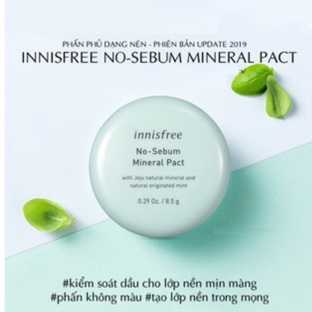 Phấn phủ kiềm dầu dạng nén Innisfree No Sebum Mineral Pact 8.5g new