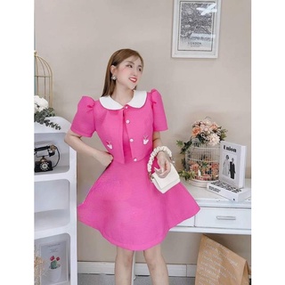 Set đầm 2 dây + khoác cổ sen