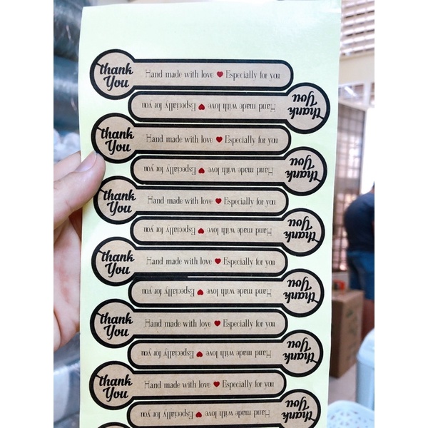 Set 100 tem dán Thank you giấy kraft ngẫu nhiên, giấy dán niêm phong,…