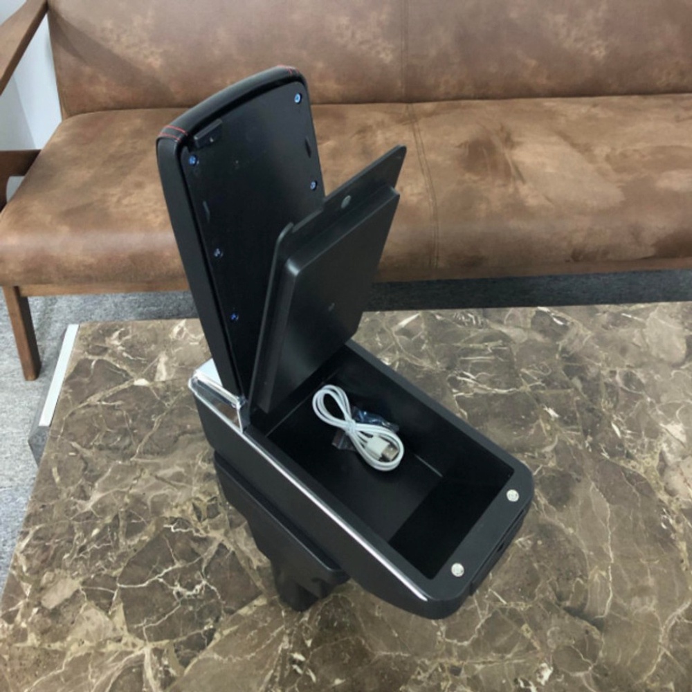 Hộp tỳ tay xe Hyundai I10 cao cấp tích hợp cổng sạc USB - Bảo hành 12 tháng