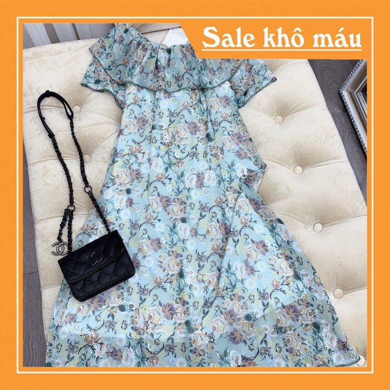 [ 𝐅𝐑𝐄𝐄 𝐒𝐇𝐈𝐏 ] Váy Hoa Xanh Hoạ Tiết Cao Cấp Hot Hit Chất Tơ Đũi QC Cao Cấp Cực Mềm, Đẹp, Mát Trong May lót dễ mặc