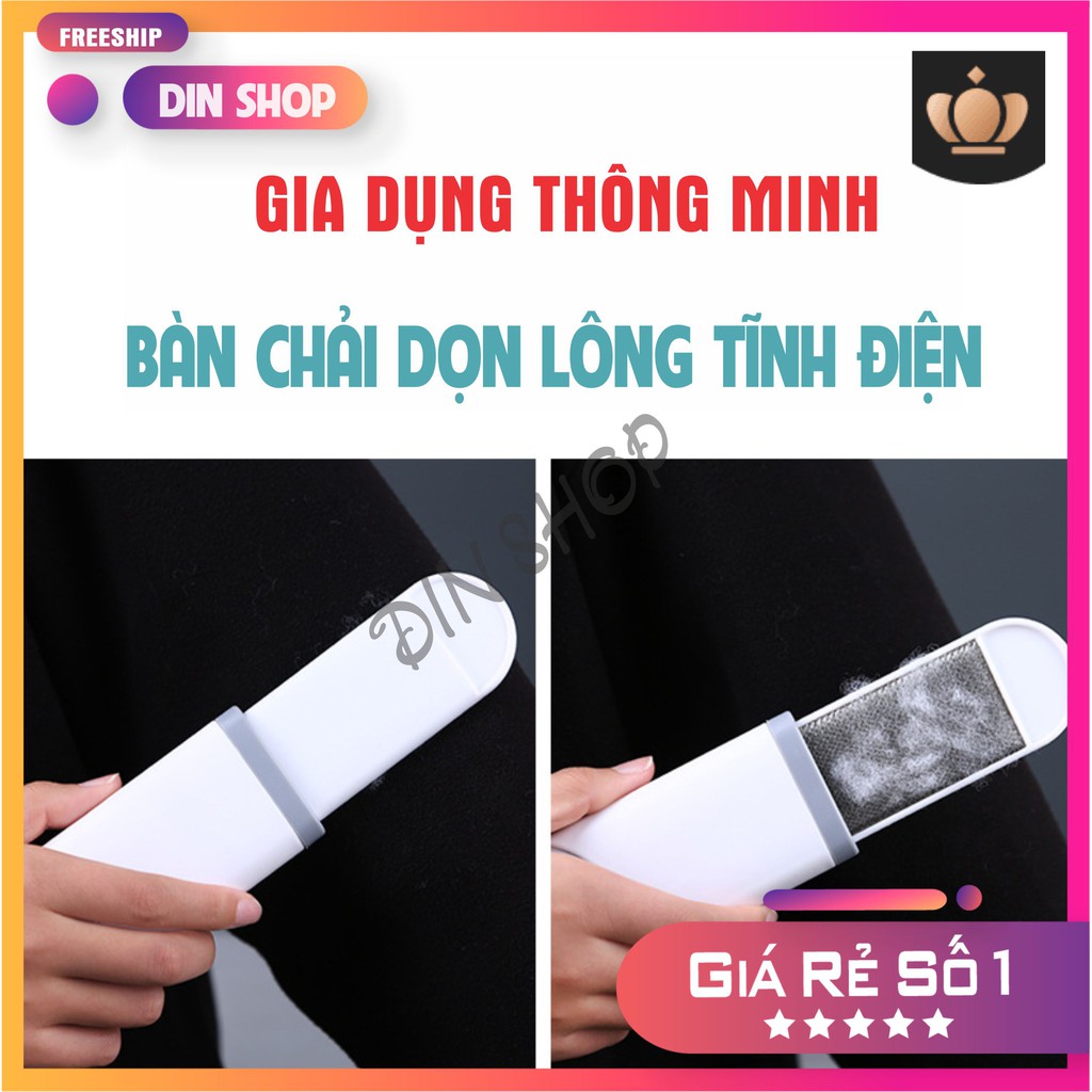 Bàn chải tĩnh điện 💎FREESHIP💎Bàn chải dọn tóc lông trên quần áo, chải lông chó mèo, ghế sofa đa năng loại LỚN 2 mặt