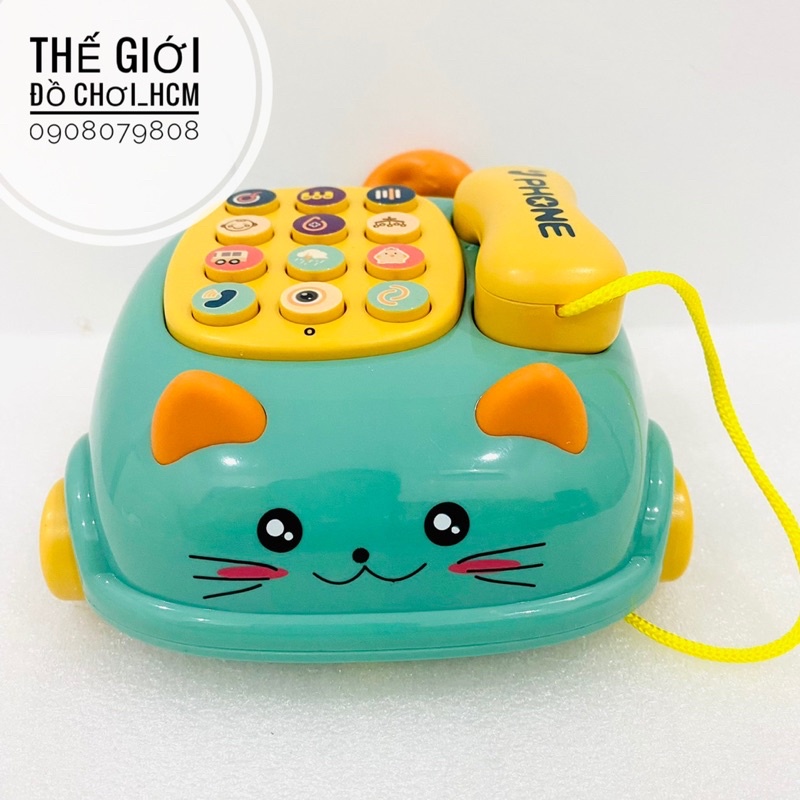 [VỪA MÈO-VỪA Ô TÔ] Điện thoại xe ô tô kéo theo chú mèo cưng có đèn nhạc có quẩy đuôi dễ thương
