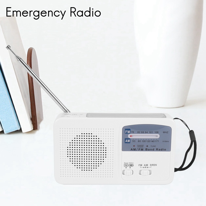 Radio Khẩn Cấp Sử Dụng Năng Lượng Mặt Trời Và Tay Quay Tự Động Sạc Pin USB FM / AM Tích Hợp Đèn Pin Điện Thoại