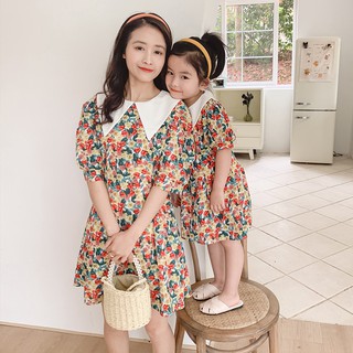 Áo đôi đầm mẹ và bé ❤️FREESHIP❤️ đồ đôi váy hoa mẹ và bé xinh xắn MB01