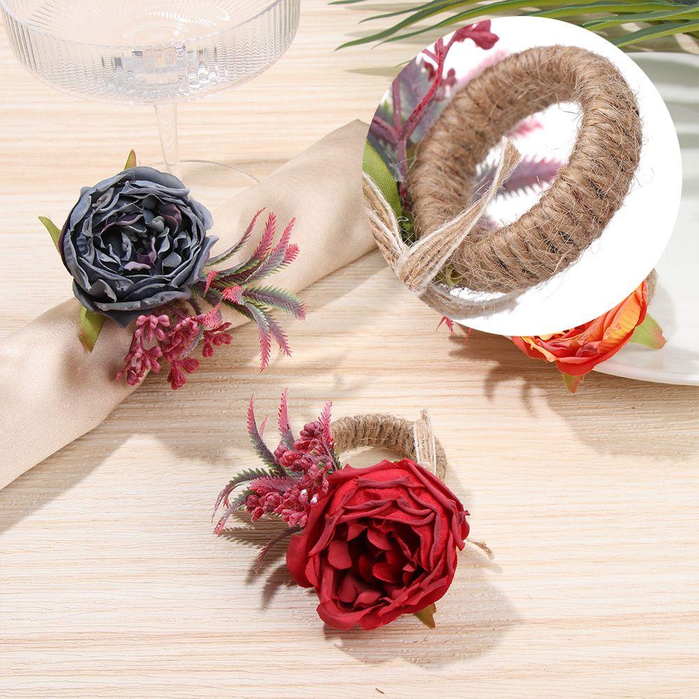 Vòng Nhẫn Khăn Ăn Hình Hoa Hồng Nhân Tạo Handmade Trang Trí Bàn Tiệc