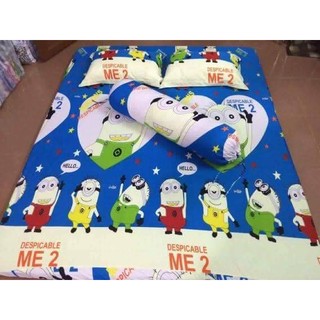 Drap thun minion Hàn Quốc ( bộ: 2 áo gối, 1 gối ôm, drap)