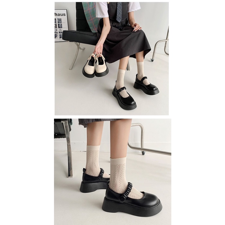 Giày Da Kiểu Anh Thời Trang Xuân Thu Cho Nữ Size 35-43 41 Mary Jane jk 42