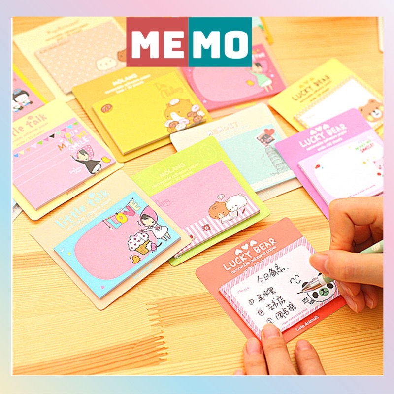 Giấy note cute, giấy ghi nhớ nhãn dán ghi chú MEMO 19 tờ hoạt hình dễ thương