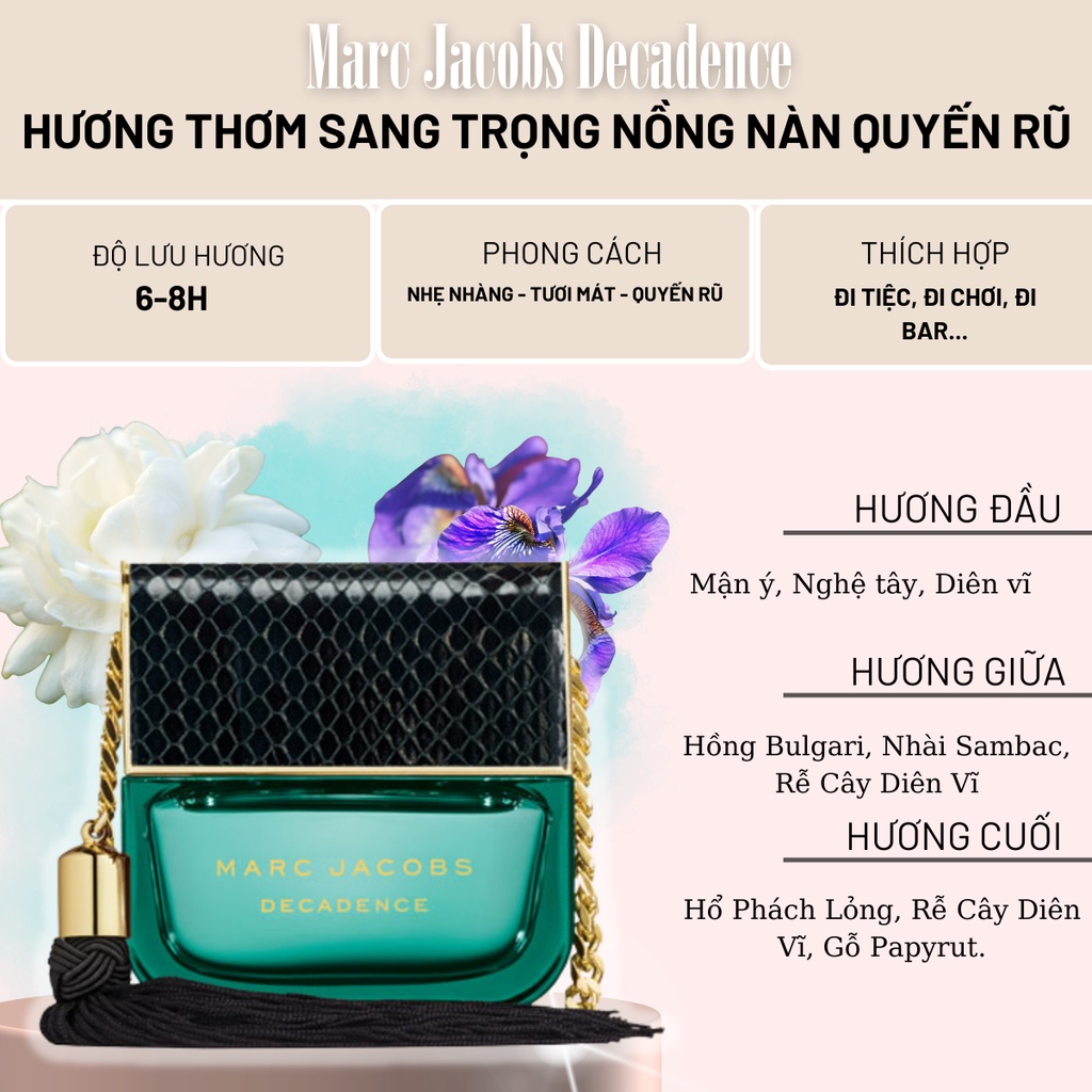 Nước hoa nữ Marc Jacobs Decadence EDP dung tích 100ml hương thơm sang trọng lưu hương lâu phong cách nồng nàn quyến rũ