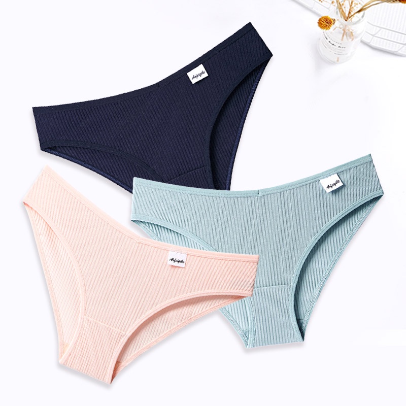 Quần lót cotton lưng vừa mềm mại màu trơn size lớn cho nữ