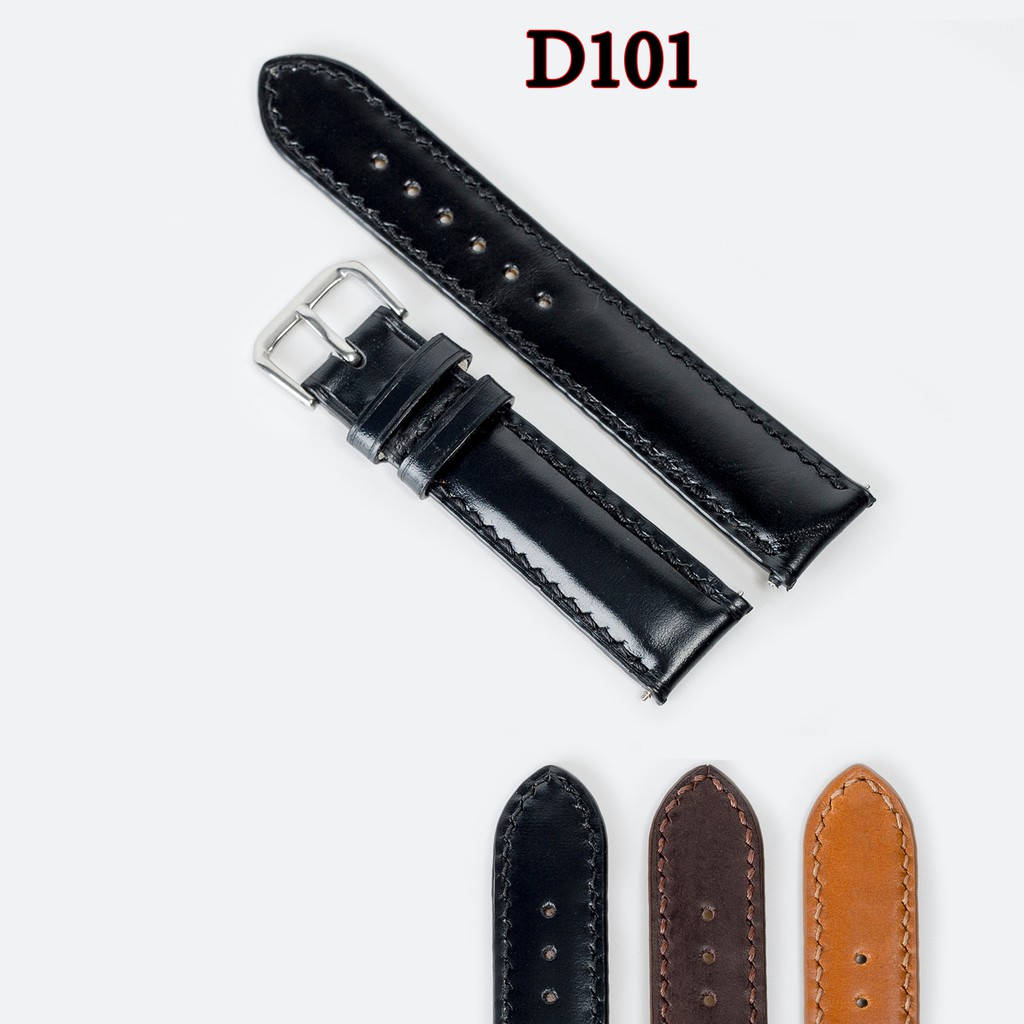 Dây đồng hồ da bò-khâu tay thủ công D101 size 18mm, 20mm, 22mm, 24mm-Bụi leather