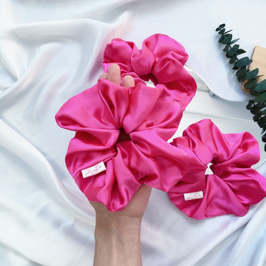 Dây chun buộc tóc Satin Scrunchies Handmade màu trơn
