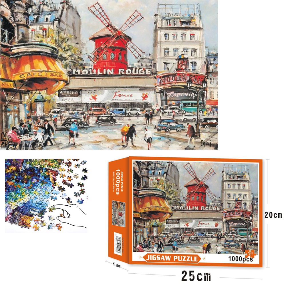 Bộ Tranh Ghép Xếp Hình 1000 Pcs Jigsaw Puzzle (Tranh ghép 70*50cm) Moulin Rouge Bản Thú Vị Cao Cấp-H44