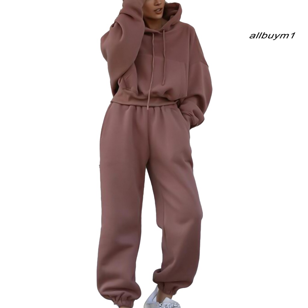 Set áo hoodie + quần dài phong cách năng động thời trang dành cho nữ