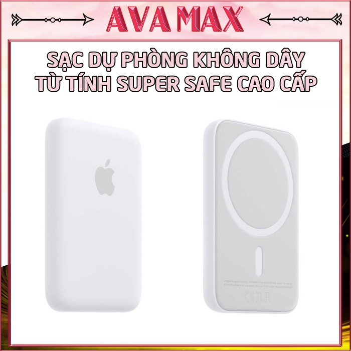 Sạc Dự Phòng Không Dây Từ Tính Super Safe - Sạc Hút Lưng Mini Nhỏ Gọn Cho iPhone 8/x/xs/xr/plus/11/12/13/pro/promax