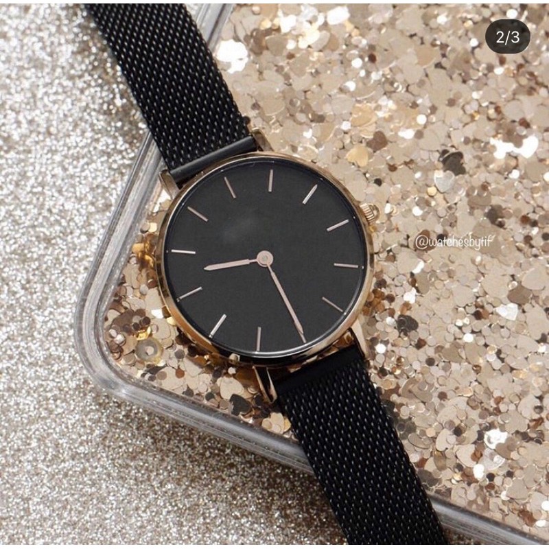 Đồng hồ nữ dây kim loại D.VV PETlTE full black đồng hồ nữ đẹp cao cấp thon gọn Watchesbytif size 28mm &amp; 32mm