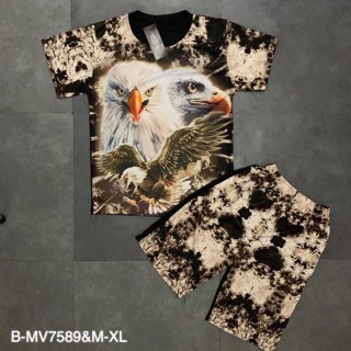 Bộ thun nam in vẹt 3D -MV