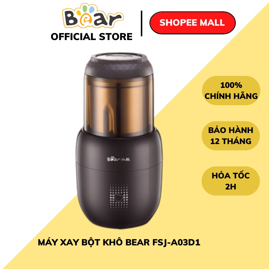 Máy Xay Bột Khô Tiêu Hạt Cà Phê Hạt Ngũ Cốc Đa Năng Mini Bear FSJ-A03D1S, khỏe mịn, thiết kể nhỏ gọn, BH 12 tháng