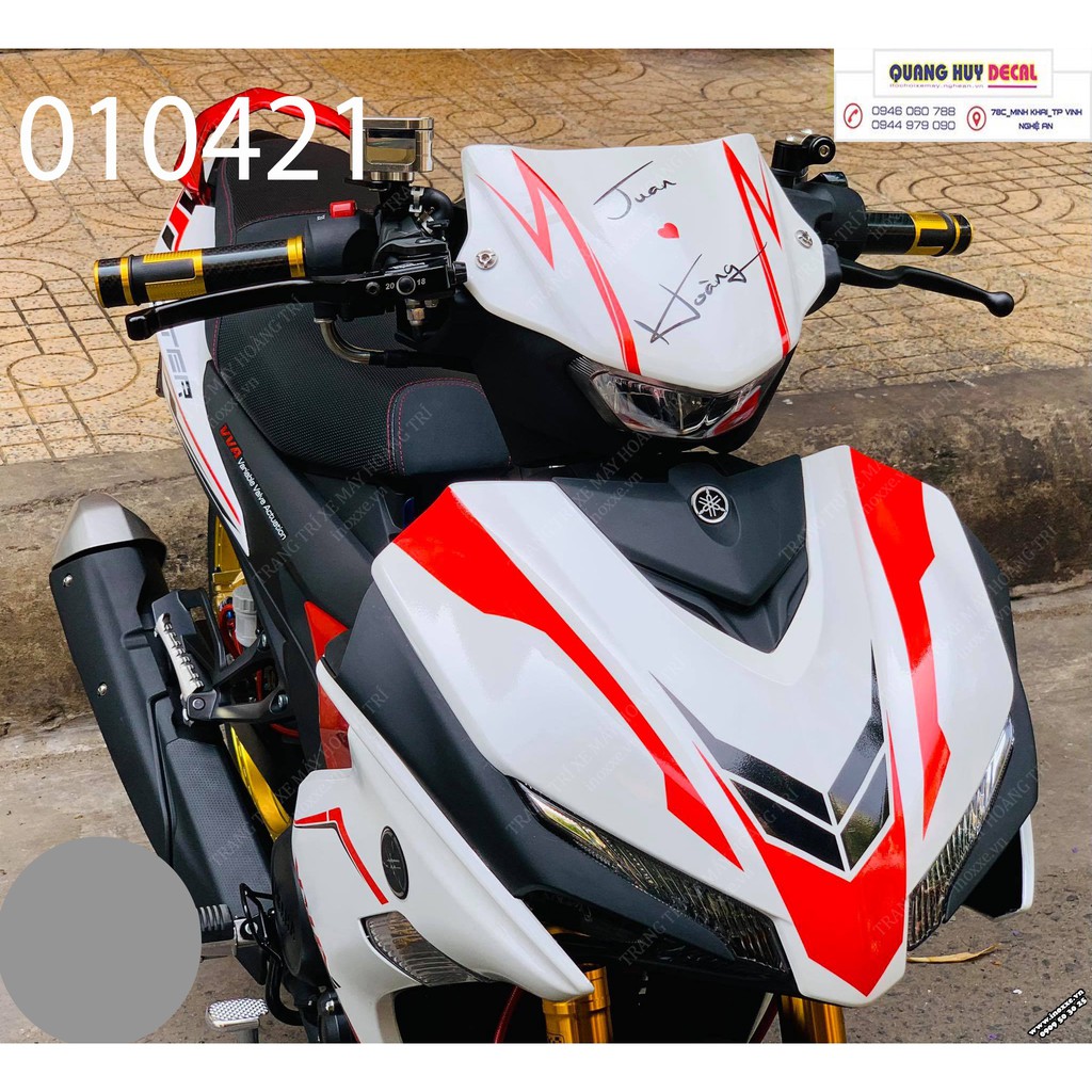 Tem trùm exciter 155 trắng đỏ, tem exciter155, team trùm ex 155, tem xe ex155 trắng đỏ