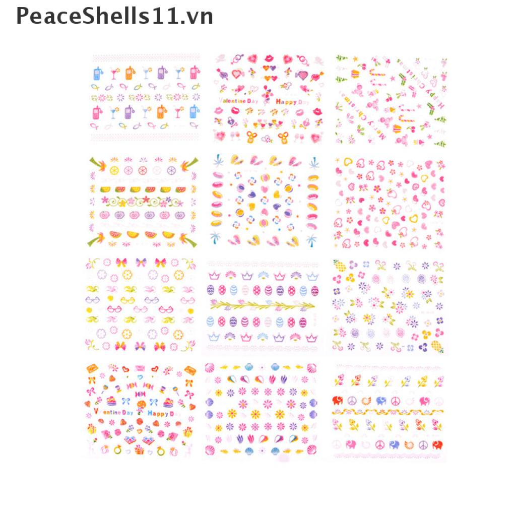 Set 5 Tờ 11 Sticker Hoạt Hình Dán Trang Trí Móng Tay An Toàn Thời Trang Dành Cho Trẻ Em DIY