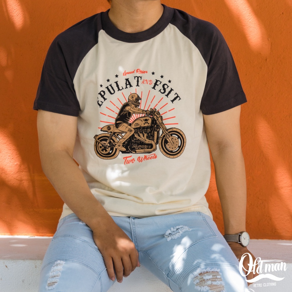 Áo Thun Nam In Hoạ Tiết  Biker Cổ Điển, Tay Áo Raglan Cá Tính, Phong Trần , Bụi Bặm | BigBuy360 - bigbuy360.vn