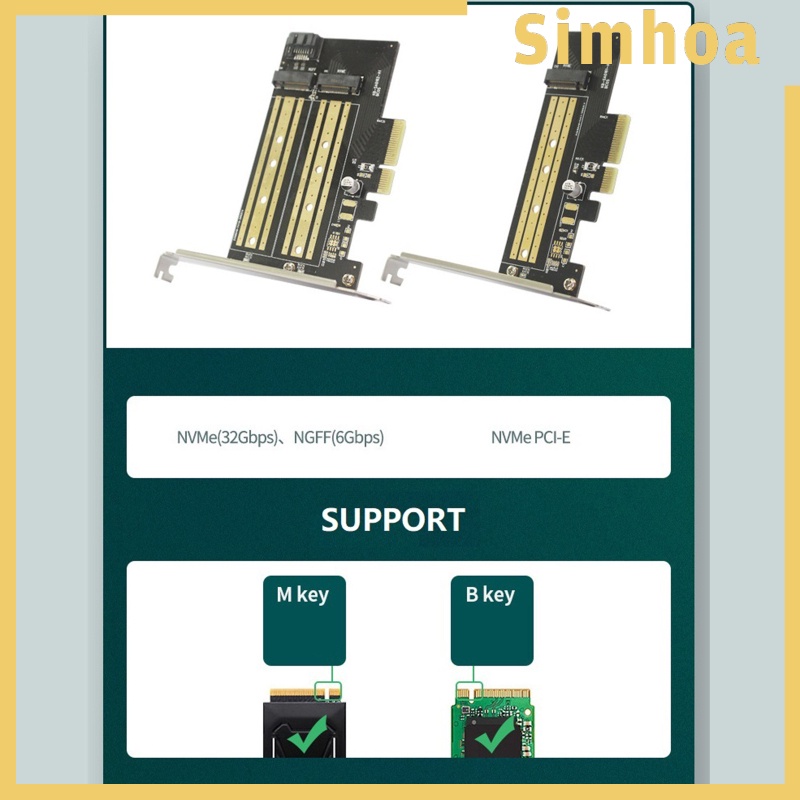 [SIMHOA] Durable PCIE to M2/M.2 Adapter 2280 2260 2242 for NVMe or SATA SSD Linux