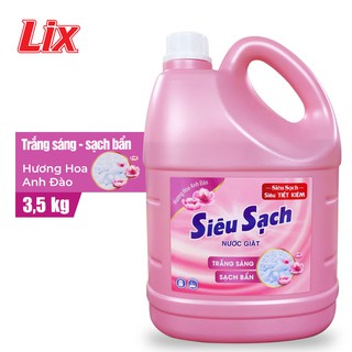 Nước giặt Lix Siêu sạch Hương Hoa Anh Đào Chai 3.5Kg - Tẩy Sạch Cực Mạnh Vết Bẩn