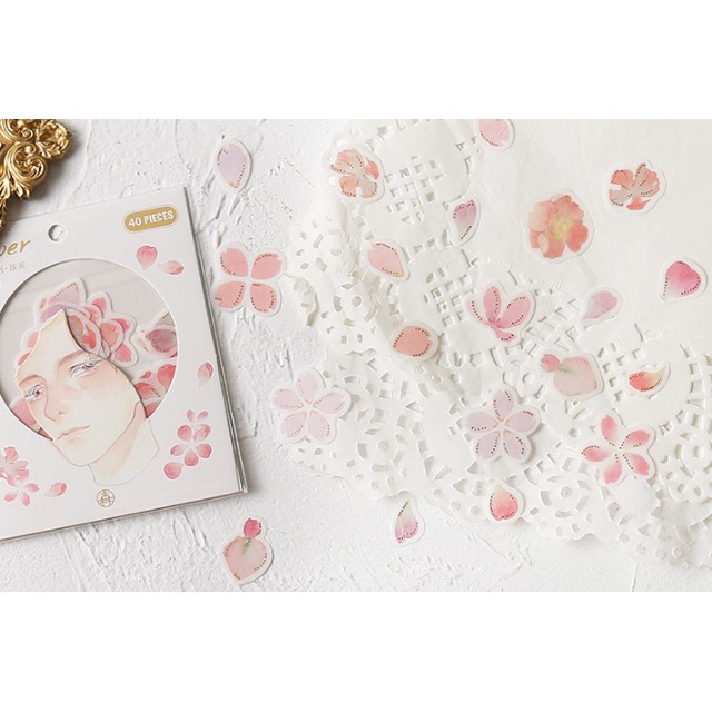 Bộ sticker hoa và cây (12 mẫu) trang trí sổ tay, scrapbook, planner,..