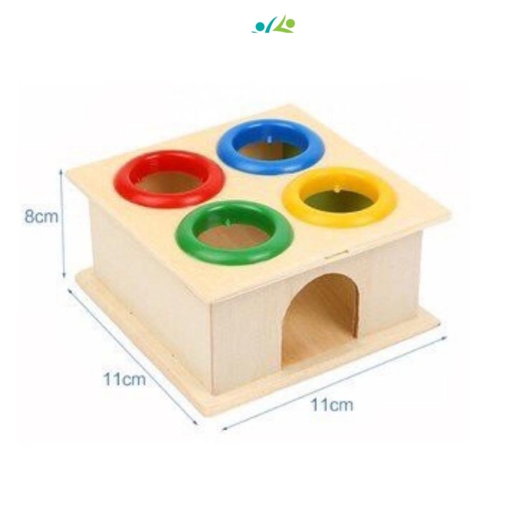Đồ chơi hộp đập 4 bóng tròn bằng búa gỗ vui nhộn bé nào cũng thích