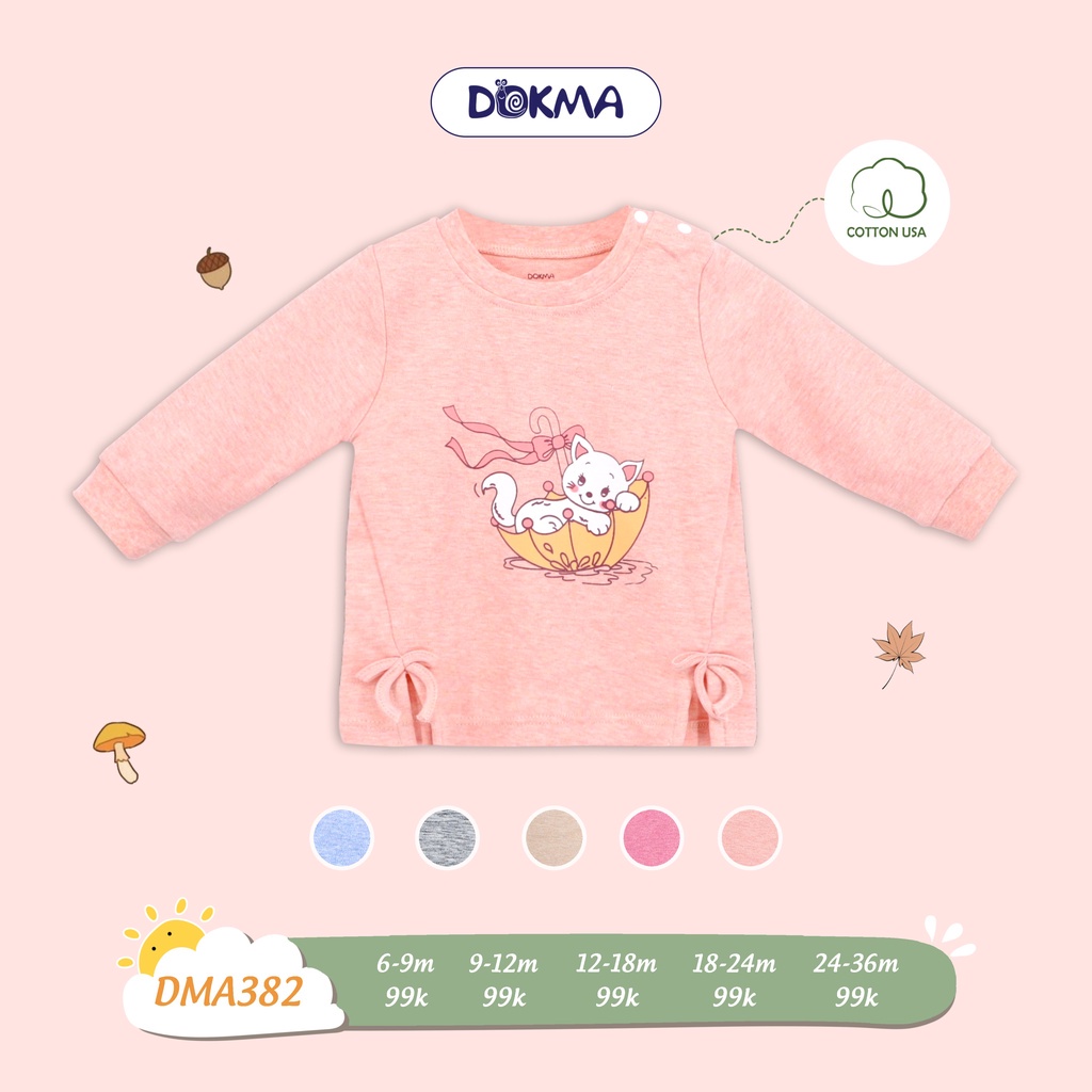 Dokma - Áo dài tay chất nỉ nhung siêu đẹp cho bé 9-36 tháng DMA382