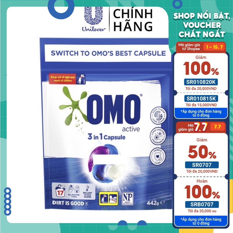 Túi Viên Giặt Tiện Lợi OMO Công Nghệ Anh Quốc 3 trong 1