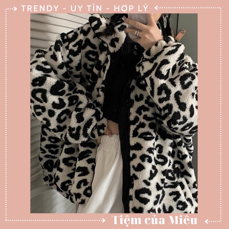 Áo khoác lông da báo siêu to màu nâu Tiệm của Miêu | BigBuy360 - bigbuy360.vn