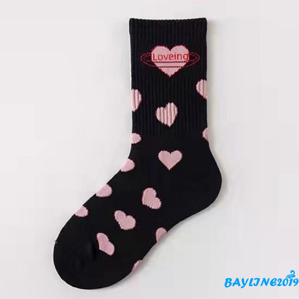 Vớ cổ cao in hình trái tim dễ thương phong cách Nhật Bản cho nữ