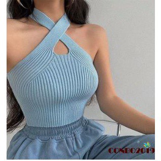 Áo Croptop Sát Nách Màu Sắc Đơn Giản Cho Nữ