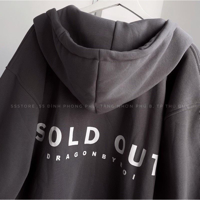 Áo Khoác Sold Out Khoá Kéo Chất Nỉ Ngoại Mũ 2 Lớp Oversize