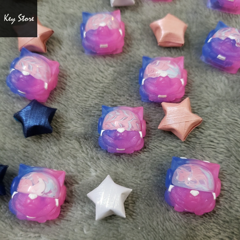 Nút bàn phím cơ artisan keycap sirius màu xanh hồng có xuyên led