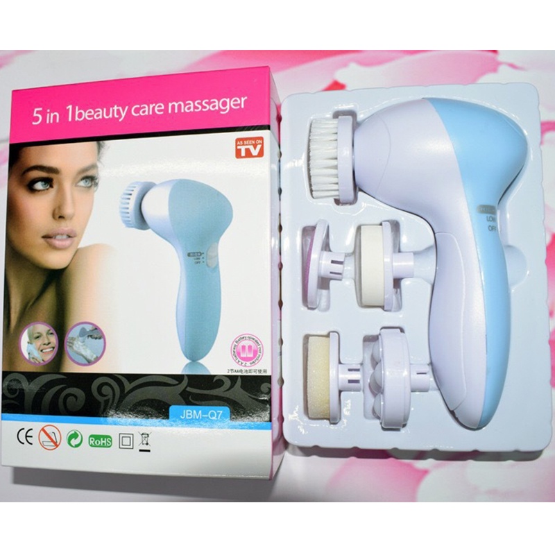 Máy Rửa Mặt Massage Sạch Sâu 5in1 Cao Cấp Kèm 5 Đầu Thay Thế Tiện Dụng, Giúp Rửa Sạch Mặt Và Làm Đẹp Da Hiệu Quả - G38