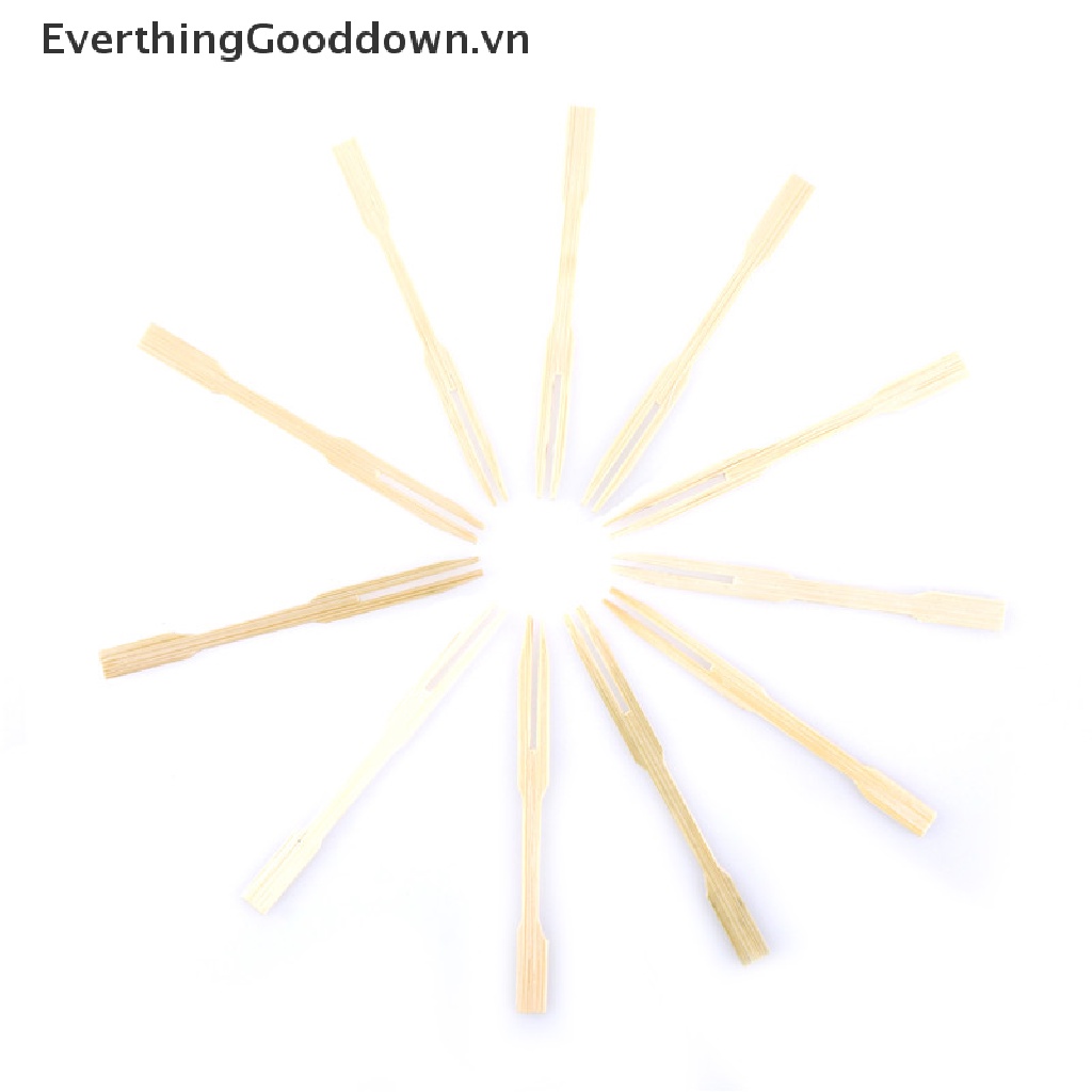 Everthinggooddown Set 80 Nĩa Gỗ Tre Ăn Trái Cây Tráng Miệng Dùng Một Lần Trang Trí Tiệc Tùng