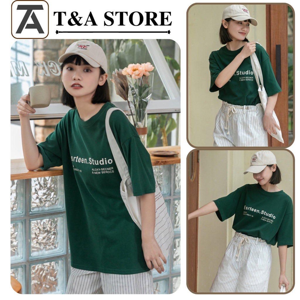 Áo Thun Tay Lỡ Xanh Lá ESRTEEN-T&A store-Nam Nữ Phong Cách Ulzzang Unisex