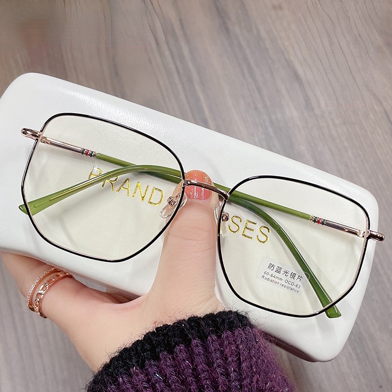 Mắt Kính Gọng Tròn Kim Loại Chống Tia Bức Xạ Phong Cách Retro Hàn Quốc