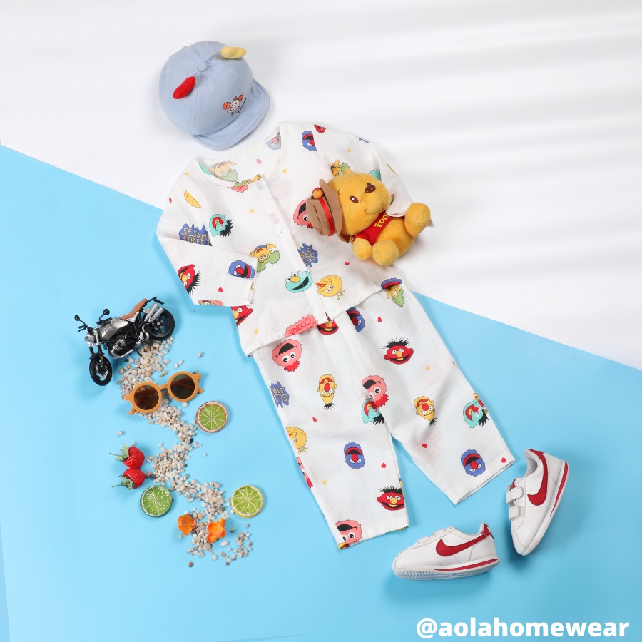 Bộ pijama cho bé trai, bé gái vải cotton xô Áo Lá Homewear, đồ bộ bé trai dài tay từ 10kg - 30kg