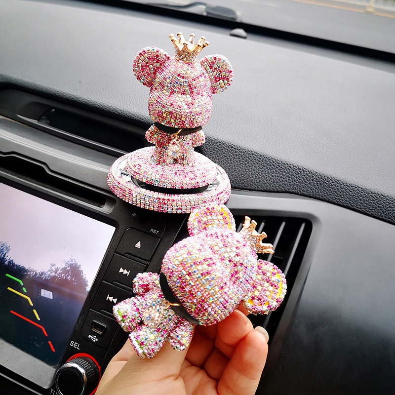 Phụ Kiện Trang Trí Taplo Gấu Đính Đá Sáp Thơm Nước Hoa Trang Trí Ô Tô