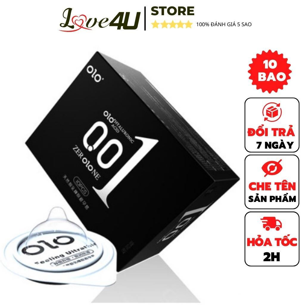 Bao cao su OLO 0.01 đen siêu mỏng dai nhiều gel bôi trơn cảm giác như thật hộp 10bcs B07- LOVE4U